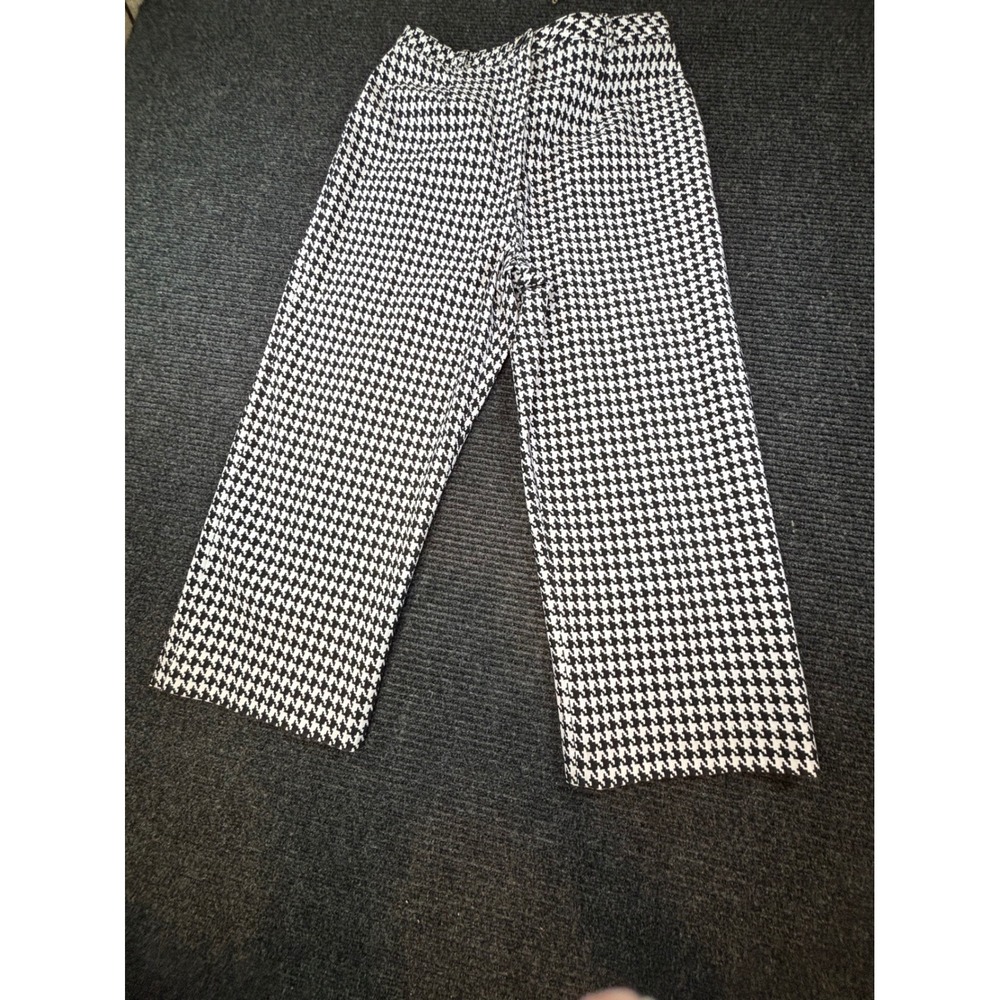 Collin Creek Womens Houndstooth Wide Leg Trousers Black White Size‎ 6 Style 1203